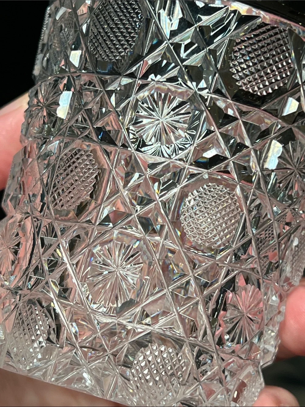 Pair of Antique Intricate Hand Cut American Brilliant Crystal Tumblers Glasses